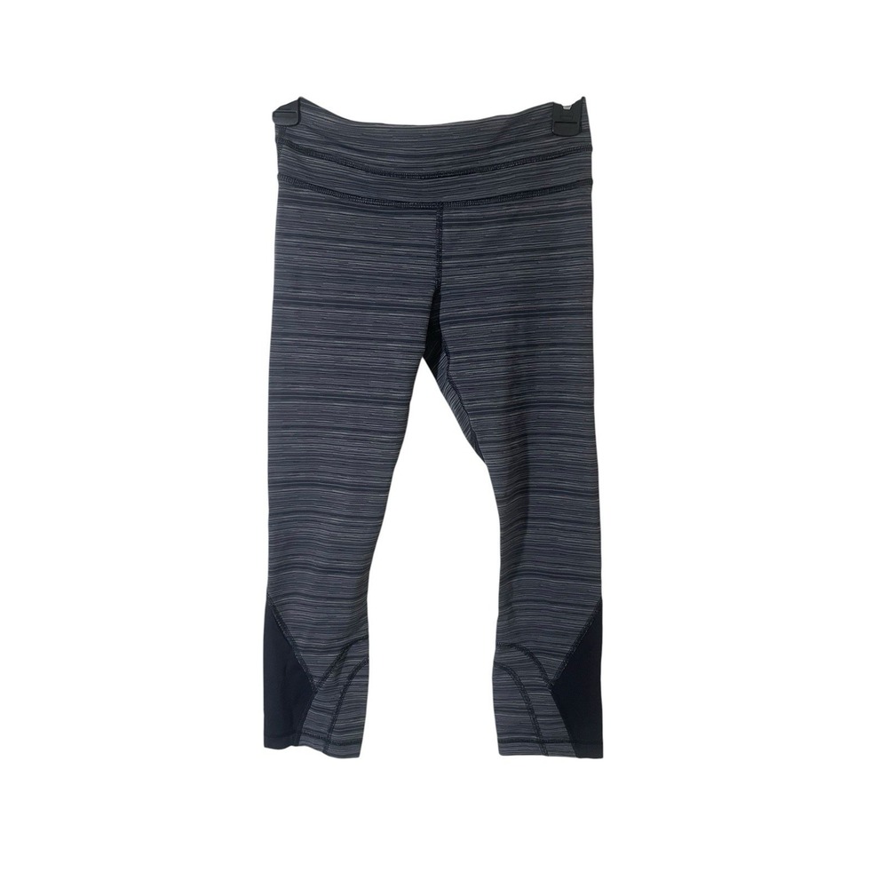 Lululemon Run: Inspire Crop II (Mesh) Cyber Stripe Deep Coal Black Size 4 Yoga